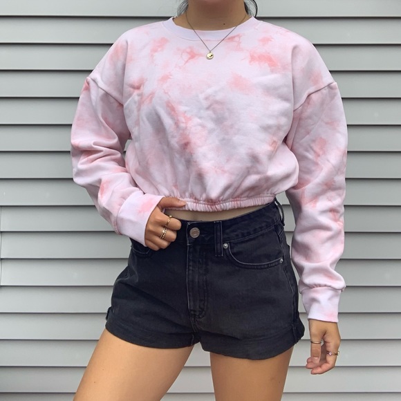 Fleece Tie Dye Long Sleeve Cinched Crewneck - Picture 5 of 5